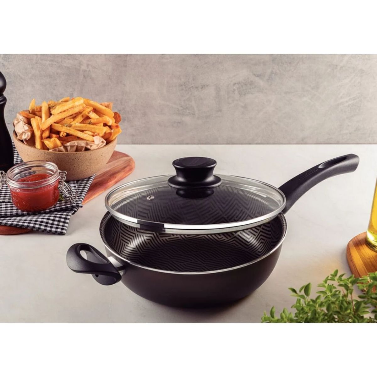 TRAMONTINA - Sarten Honda c/Tapa 24 cm Paris