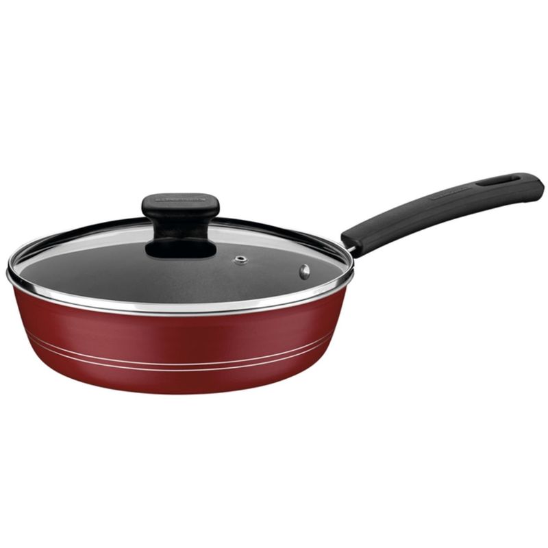 TRAMONTINA - Sarten Honda Con Tapa 24Cm Sicilia Rojo 20406724 Tramontina
