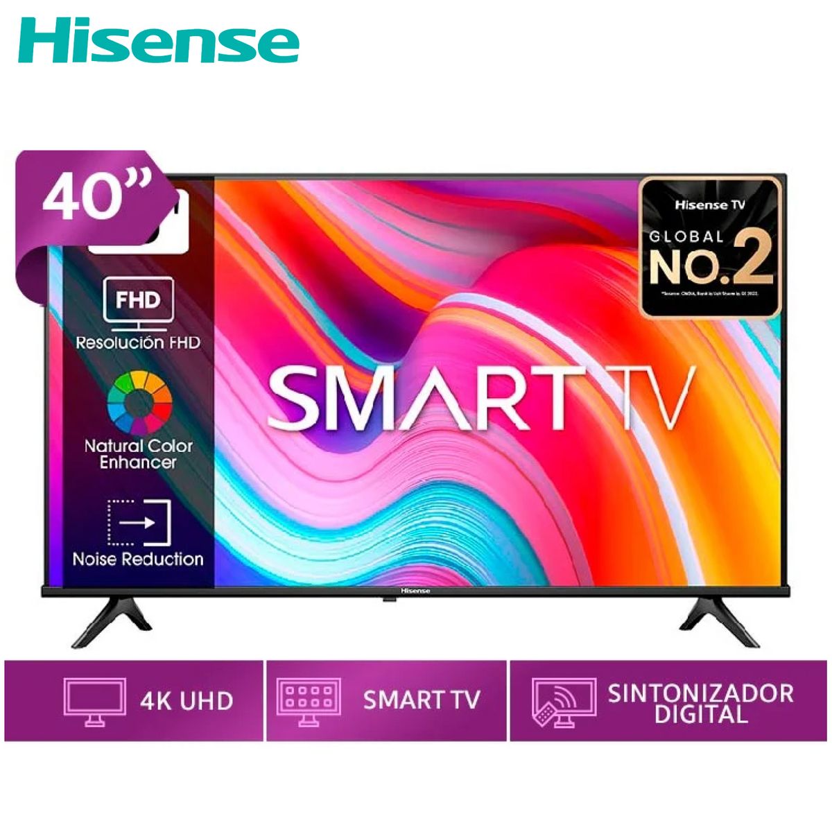 HISENSE - TELEVISOR HISENSE 40 FHD SMART TV CON BLUETOOTH 40A4K