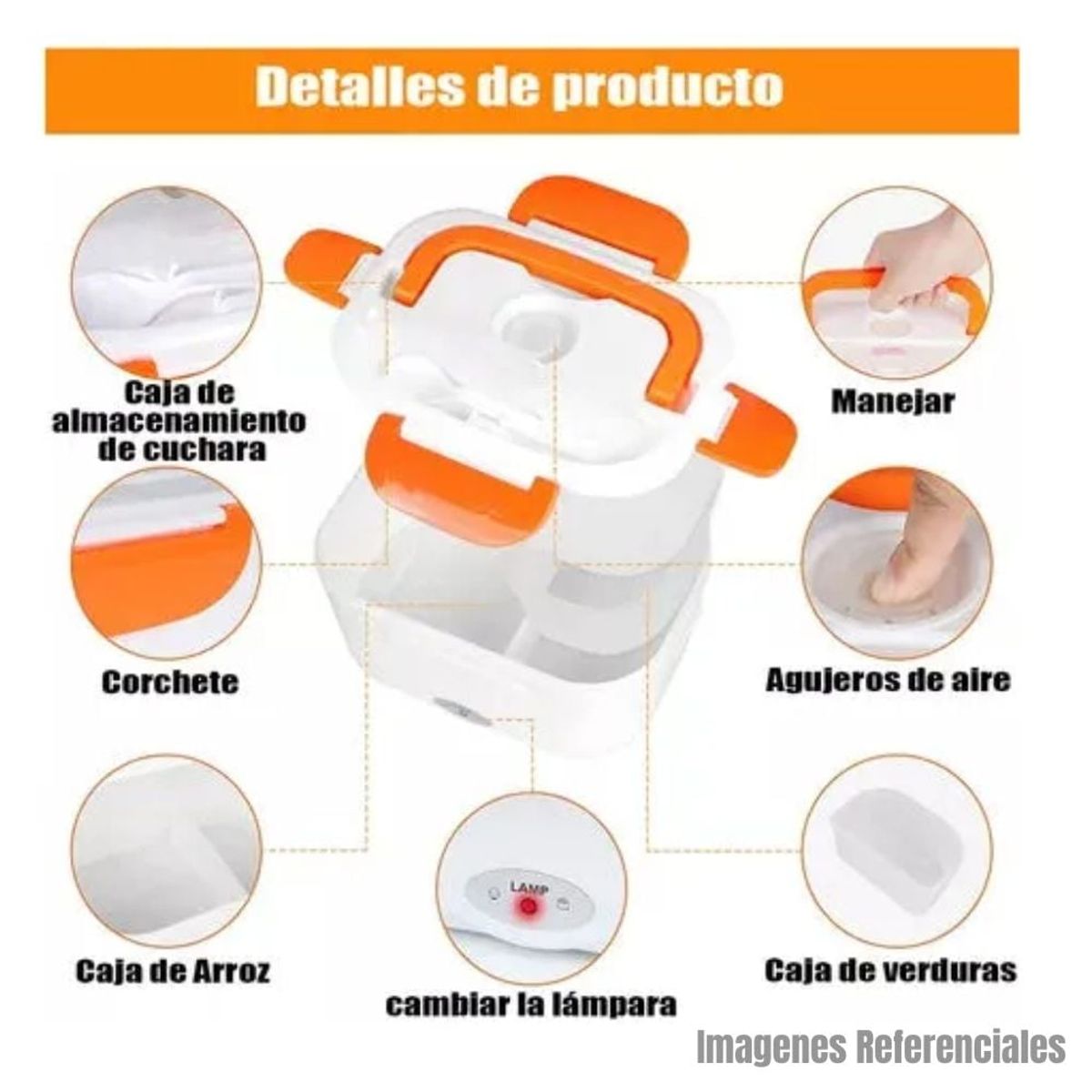 GENERICO - Taper Electrico para Calentar Alimentos - Naranja