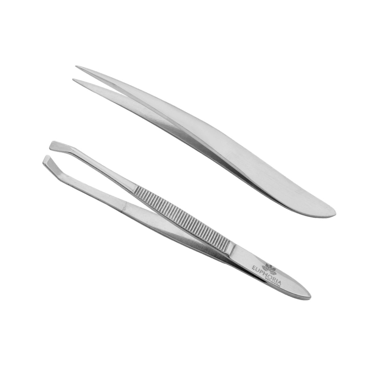 EUPHORIA - Pinzas Depilatorias Punta CANGREJO y FINA de Acero Inox