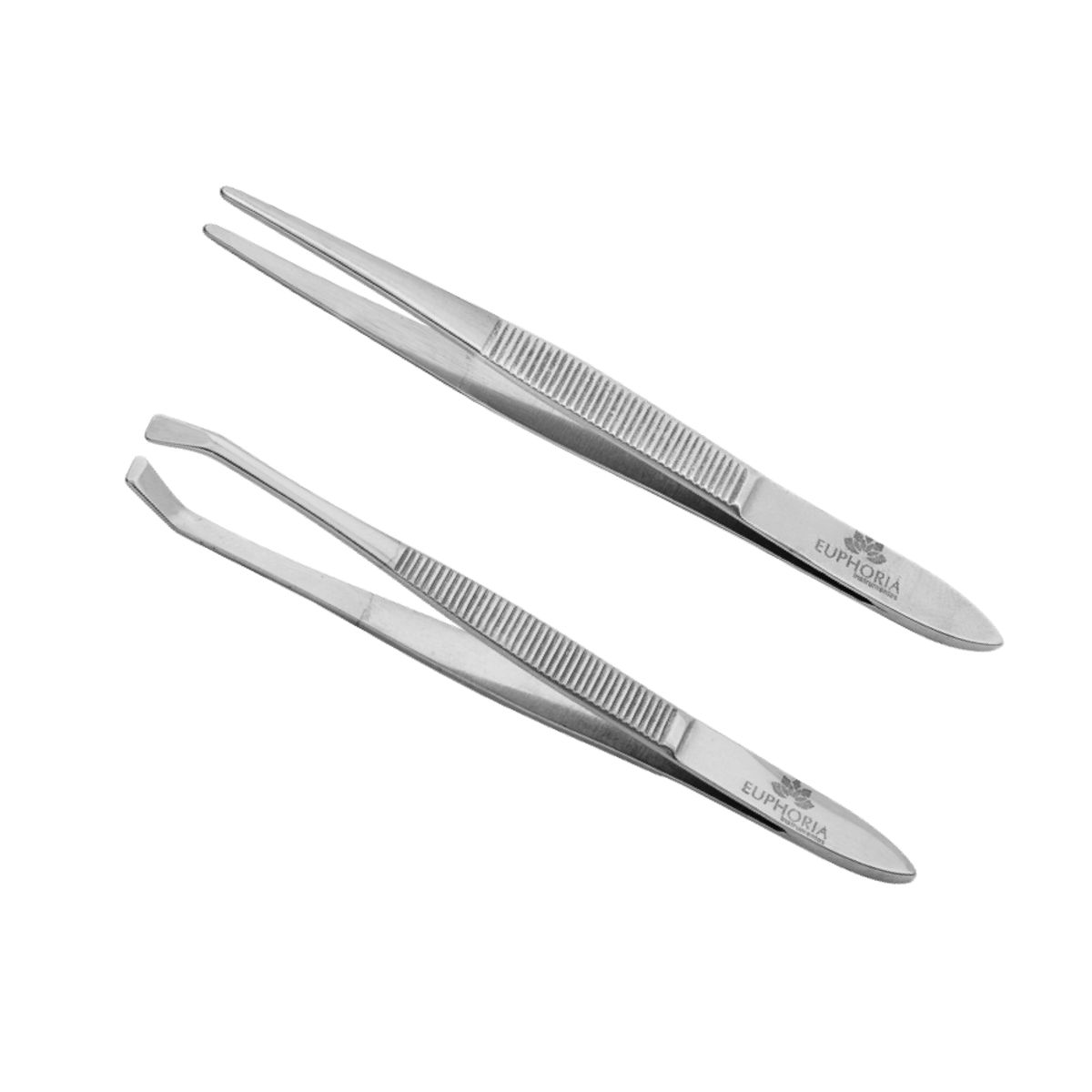 EUPHORIA - Pinzas Depilatorias Punta CANGREJO y FINA de Acero Inox