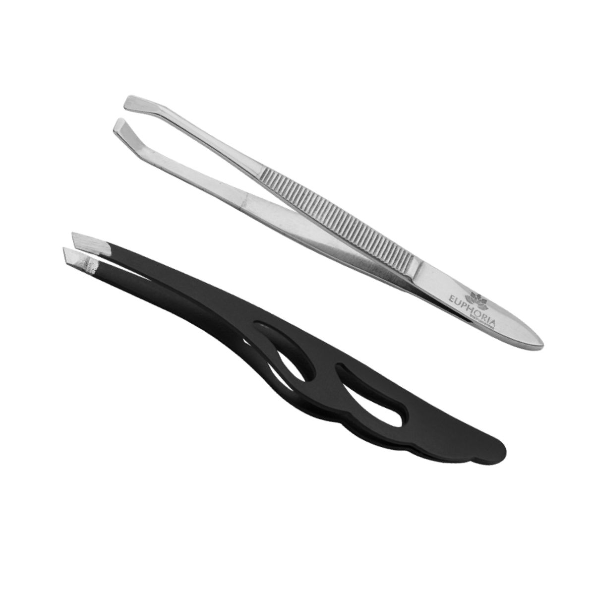 EUPHORIA - Pinzas Depilatorias Punta CANGREJO y BISELADA de Acero Inox