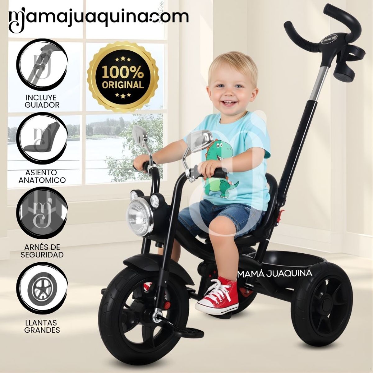 CONFORT - Triciclo Guiador  «ROLLER GUIDE» Black