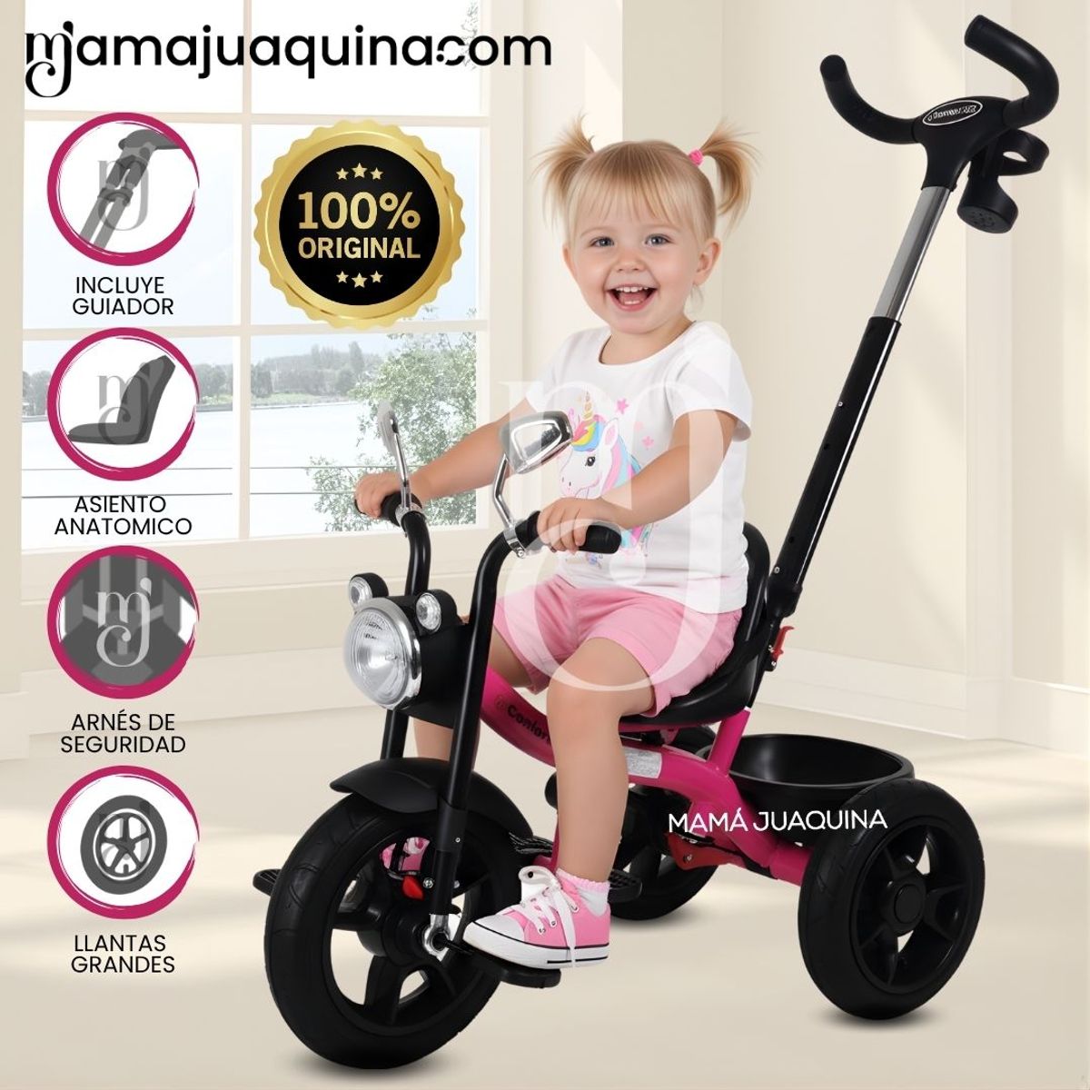 CONFORT - Triciclo Guiador  «ROLLER GUIDE» Pink