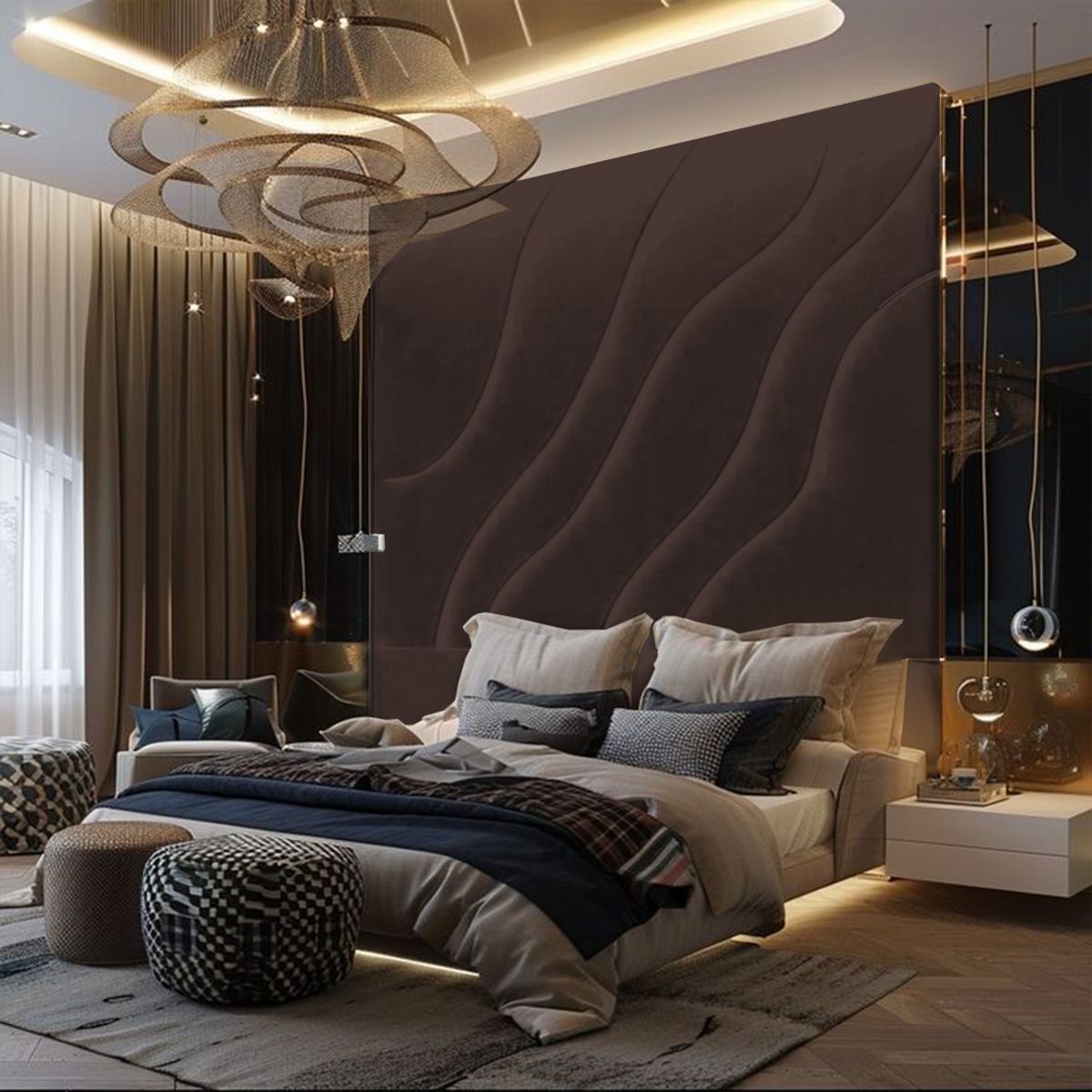 BARAKA HOME - Cabecera Kolding 1.5 Plz - Chocolate