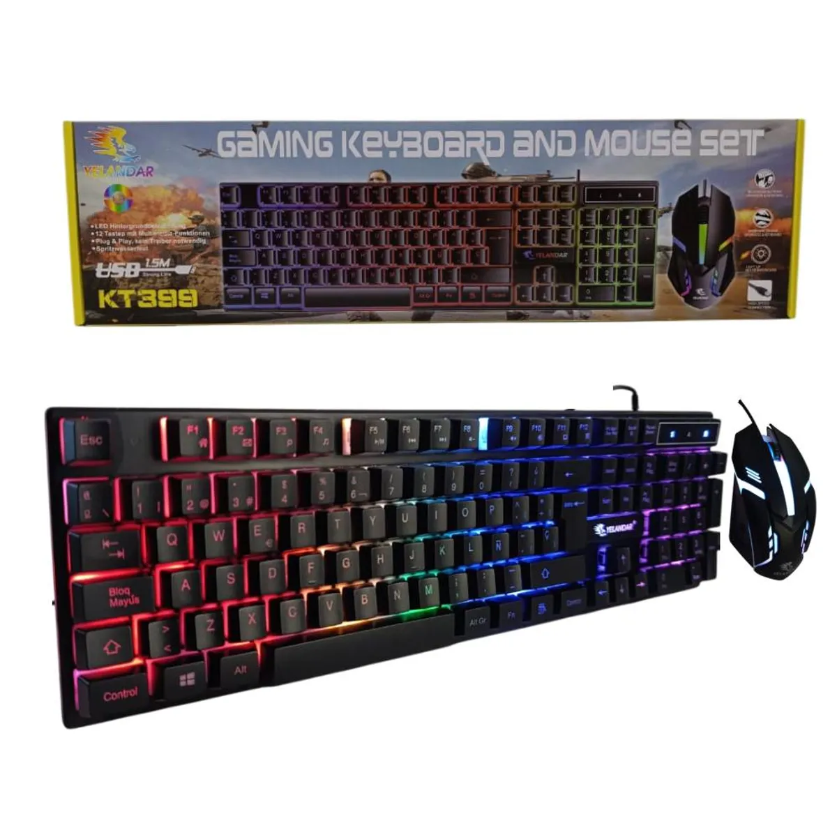 GENERICO - Kit Teclado y Mouse Gamer Para Pc Laptop Alambrico Luz Rgb