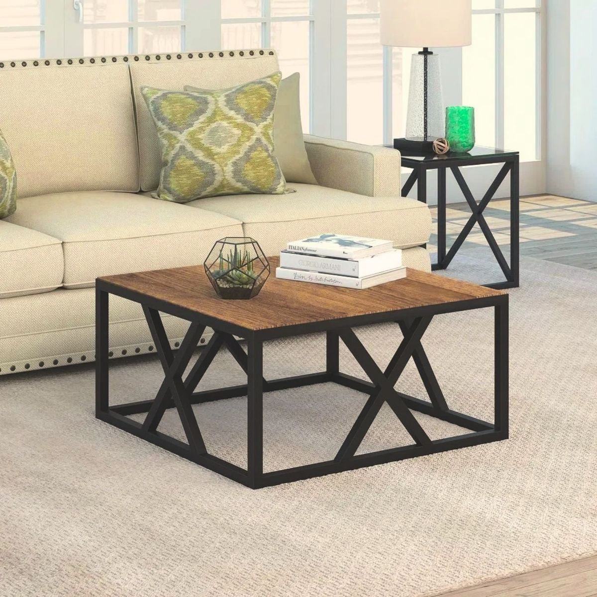 GENERICO - Mesa de Centro Industrial Casiopea Caramelo Coricha Home