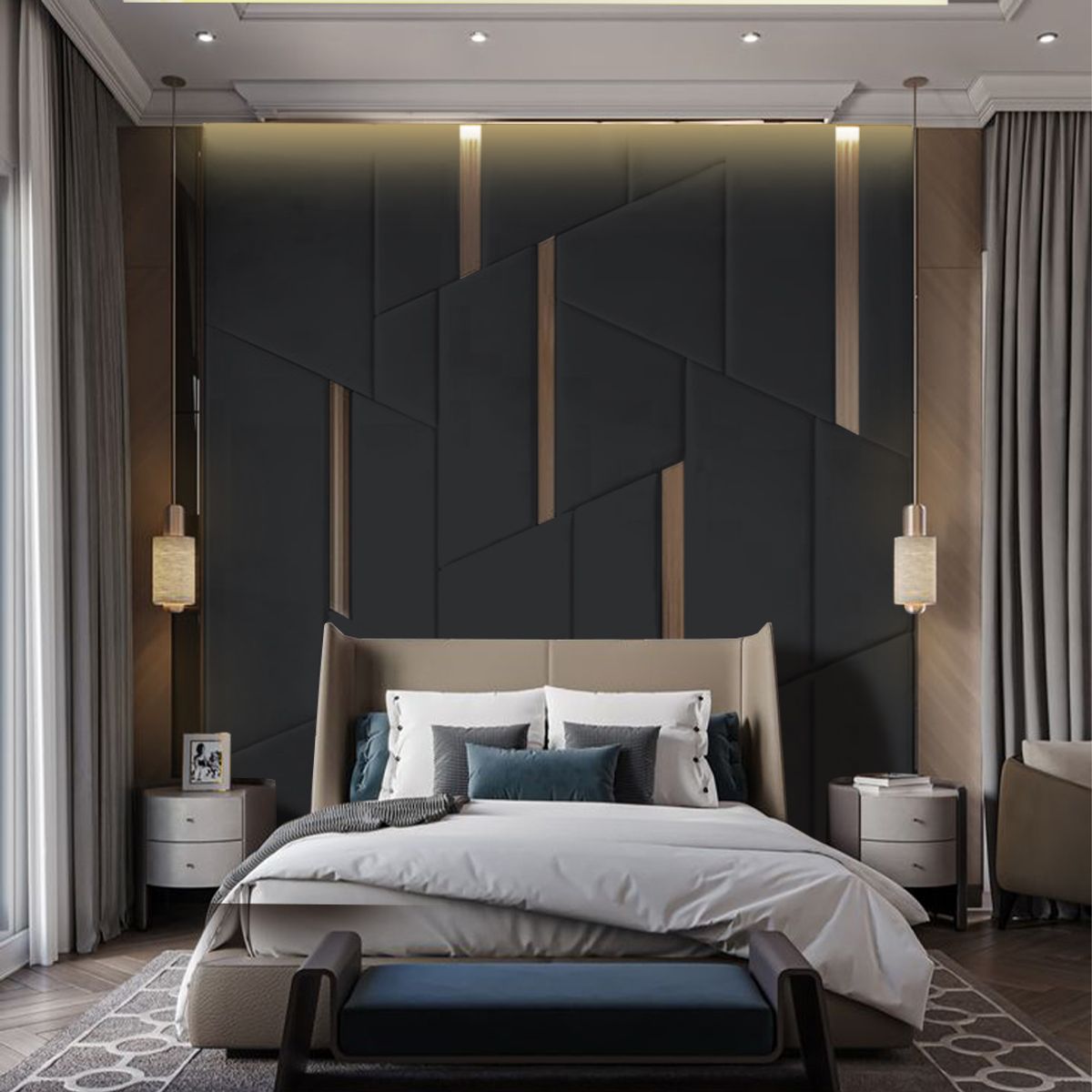 BARAKA HOME - Cabecera Ringsted Queen - Negro