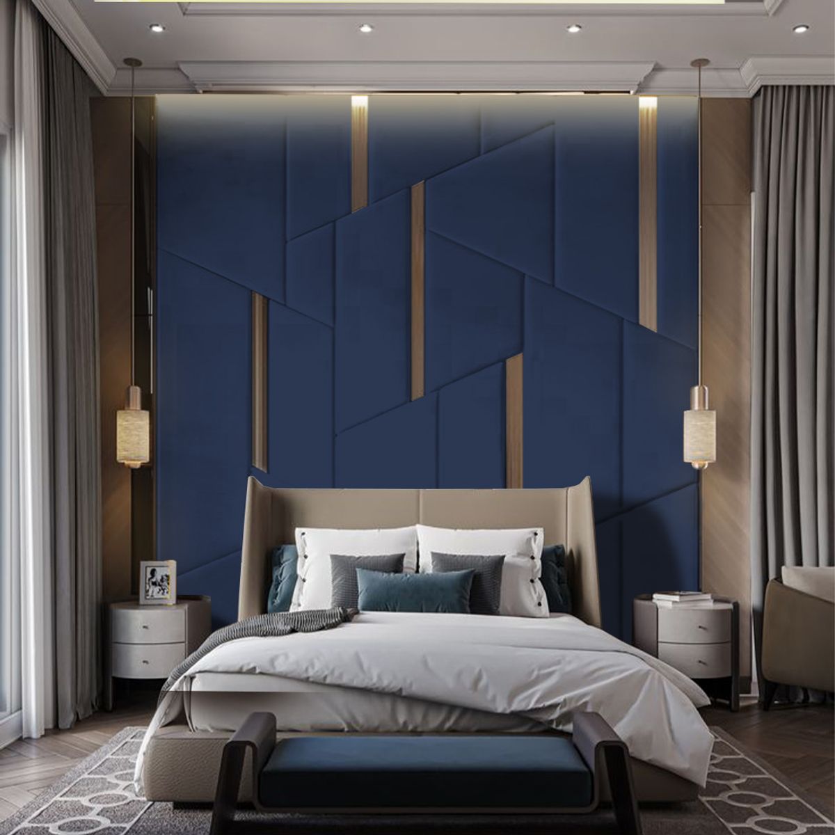 BARAKA HOME - Cabecera Ringsted Queen - Azul Marino