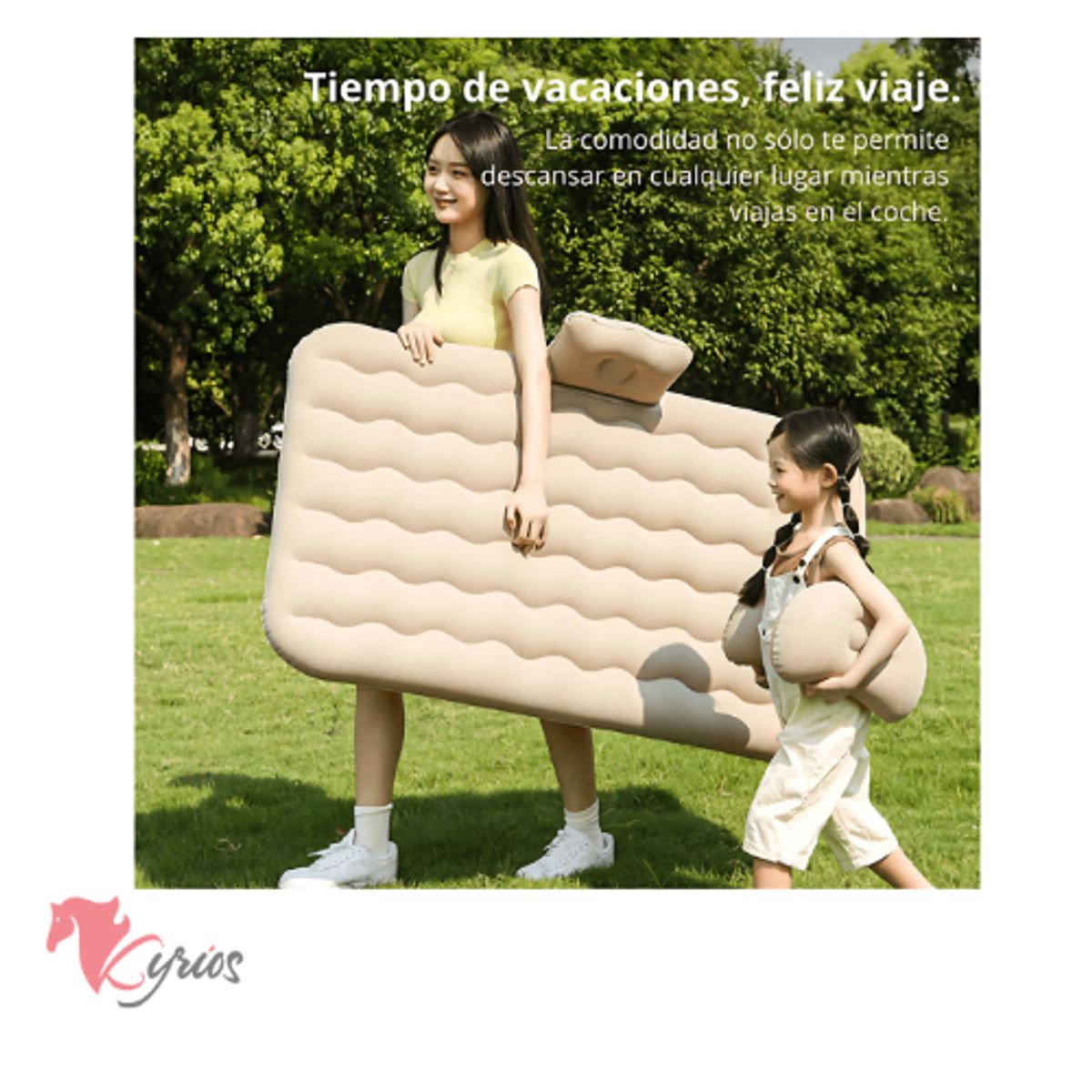 NO LOGO - Colchón Inflable Con Compresor + 2 Almohadas