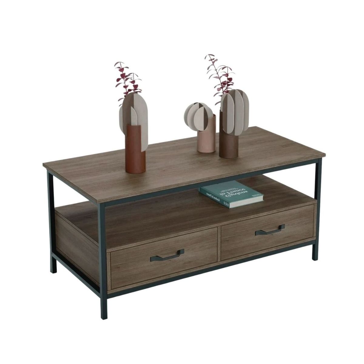GENERICO - Mesa de Centro Industrial Cassetti Espresso Coricha Home