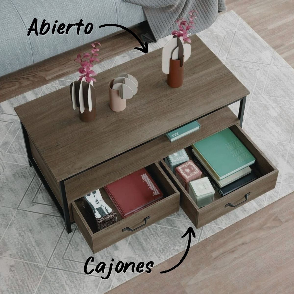 GENERICO - Mesa de Centro Industrial Cassetti Espresso Coricha Home
