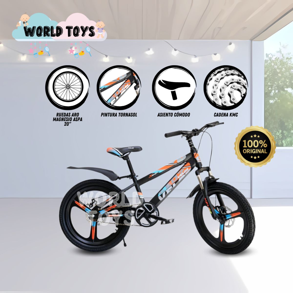 VELOX - Bicicleta Para Niño Aro 20 «NEW VELOZ » Black