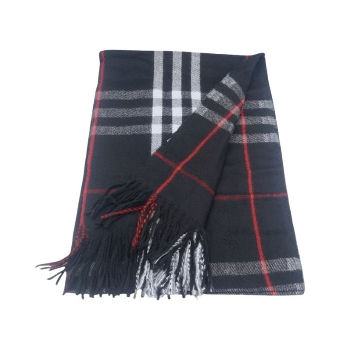 GENERICO - Maxi Bufanda Mujer Rojo y negro