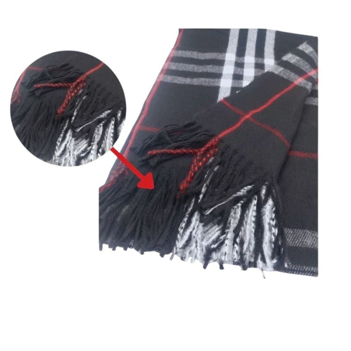 GENERICO - Maxi Bufanda Mujer Rojo y negro