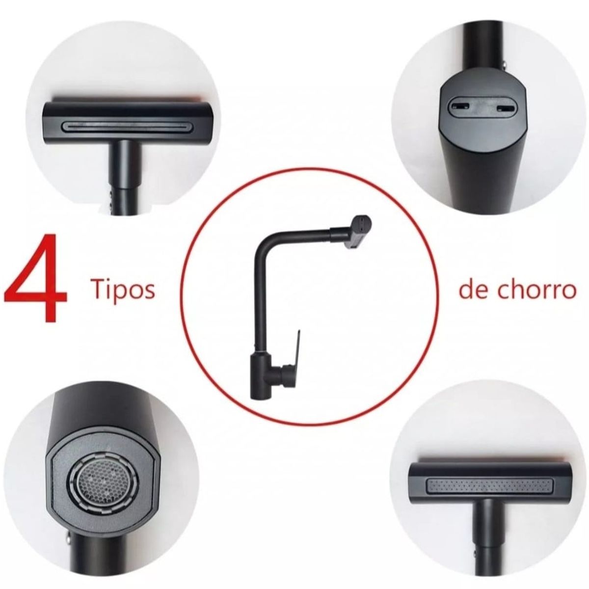 GENERICO - GRIFO MEZCLADORA COCINA HORSE 4 FUNCIONES ACERO  Y BRONCE NEGRO MATE