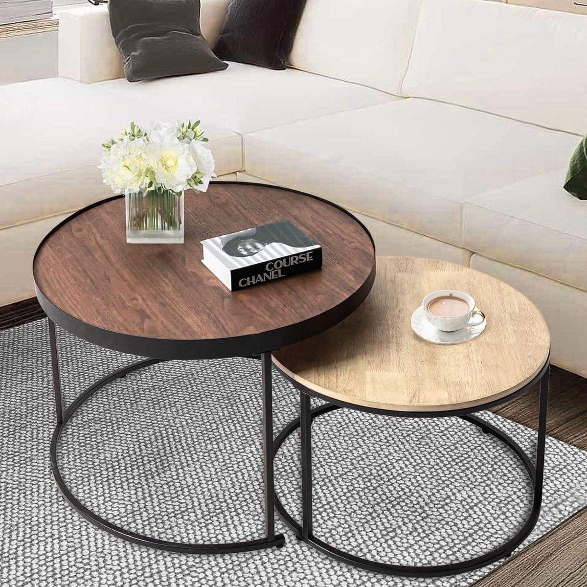 GENERICO - Set de Mesas de Centro Industrial Loki Caramelo - Duna Coricha Home