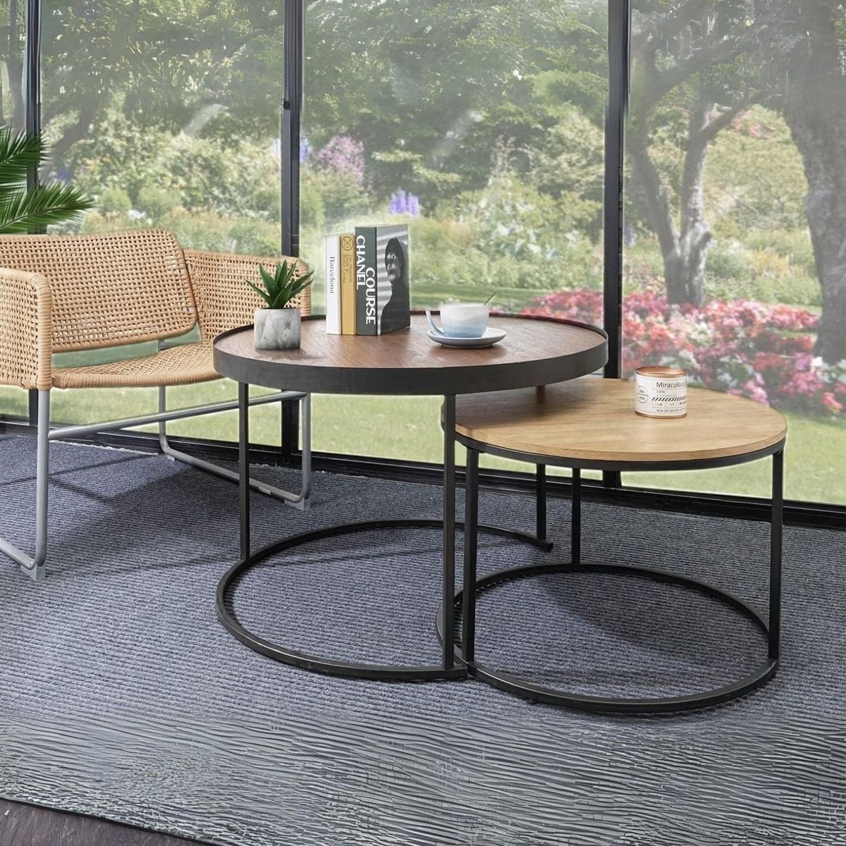 GENERICO - Set de Mesas de Centro Industrial Loki Caramelo - Duna Coricha Home