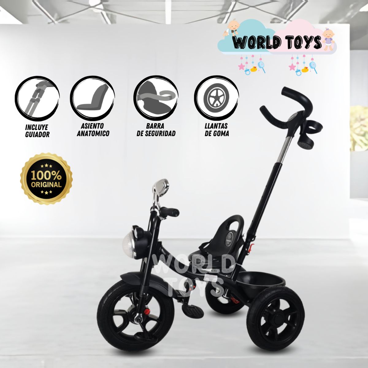 CONFORT - Triciclo Guiador  «ROLLER GUIDE» Black