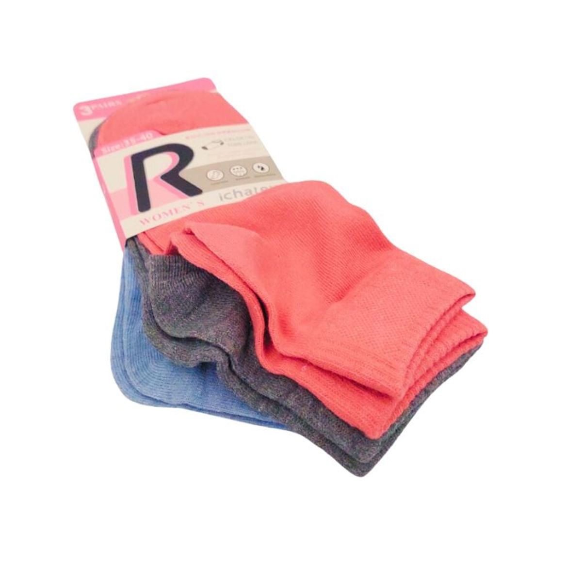 GENERICO - Pack de 3 Medias Canilleras de Mujer colores Celeste, Gris y Rosa