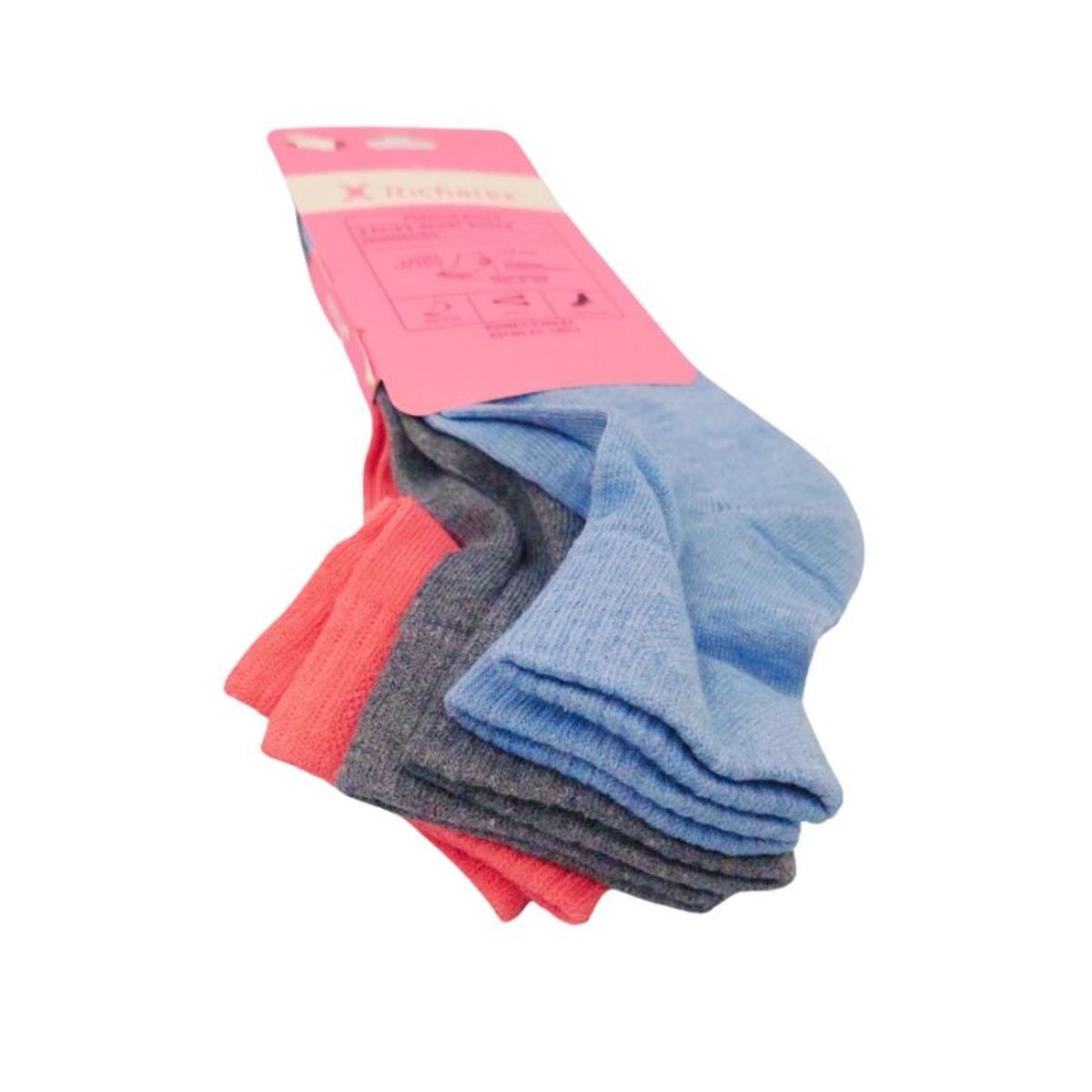 GENERICO - Pack de 3 Medias Canilleras de Mujer colores Celeste, Gris y Rosa