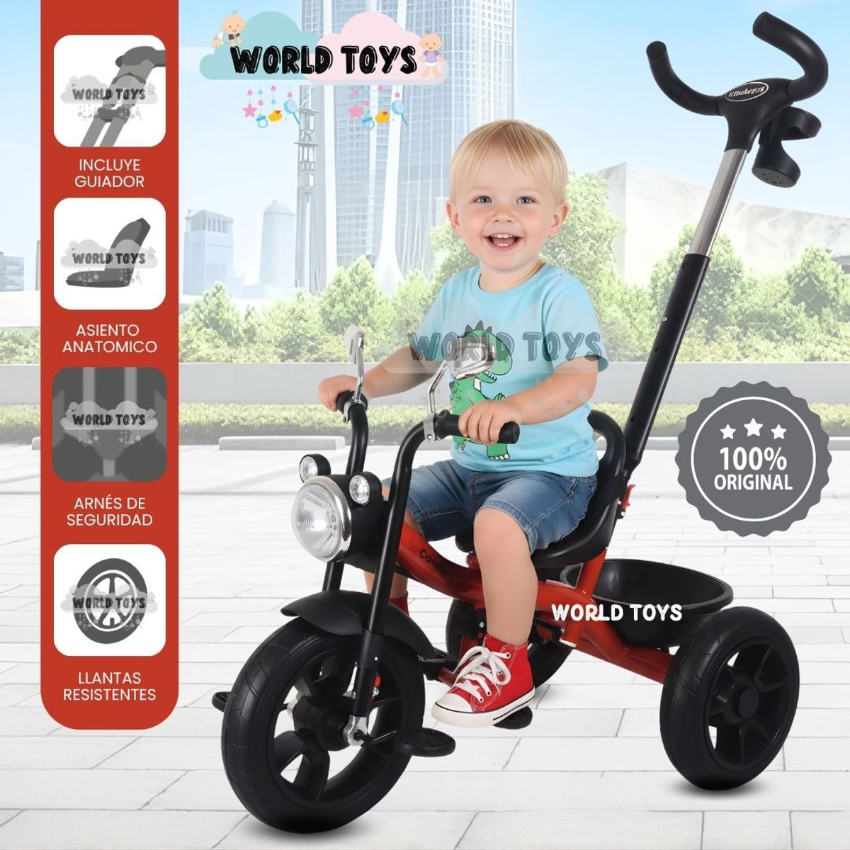 CONFORT - Triciclo Guiador  «ROLLER GUIDE» Red