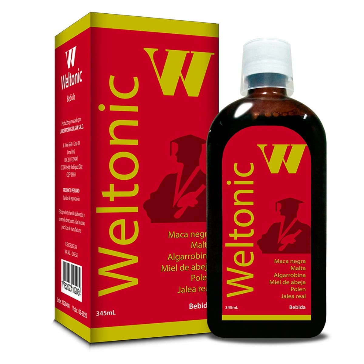 GENERICO - WELTONIC BEBIBLE 345ML (GILSAN NATURE)  MACA NEGRA, MALTA, ALGARROBINA, MIEL DE ABEJA, POLEN Y JALEA REAL