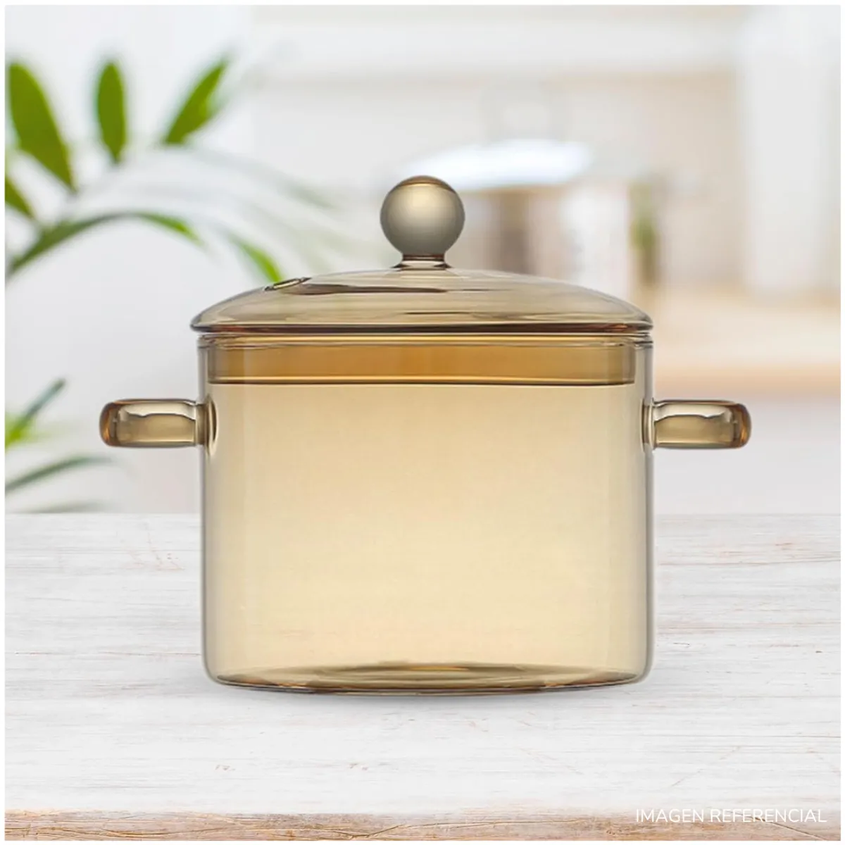 INSPIRA MARKET - Olla Pequeña de Vidrio Transparente con Tapa  1500 ml