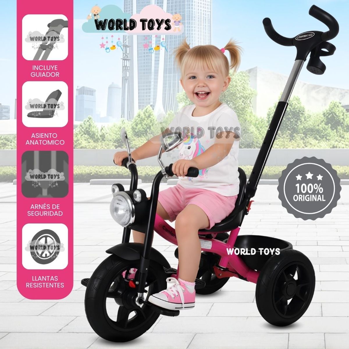 CONFORT - Triciclo Guiador  «ROLLER GUIDE» Pink