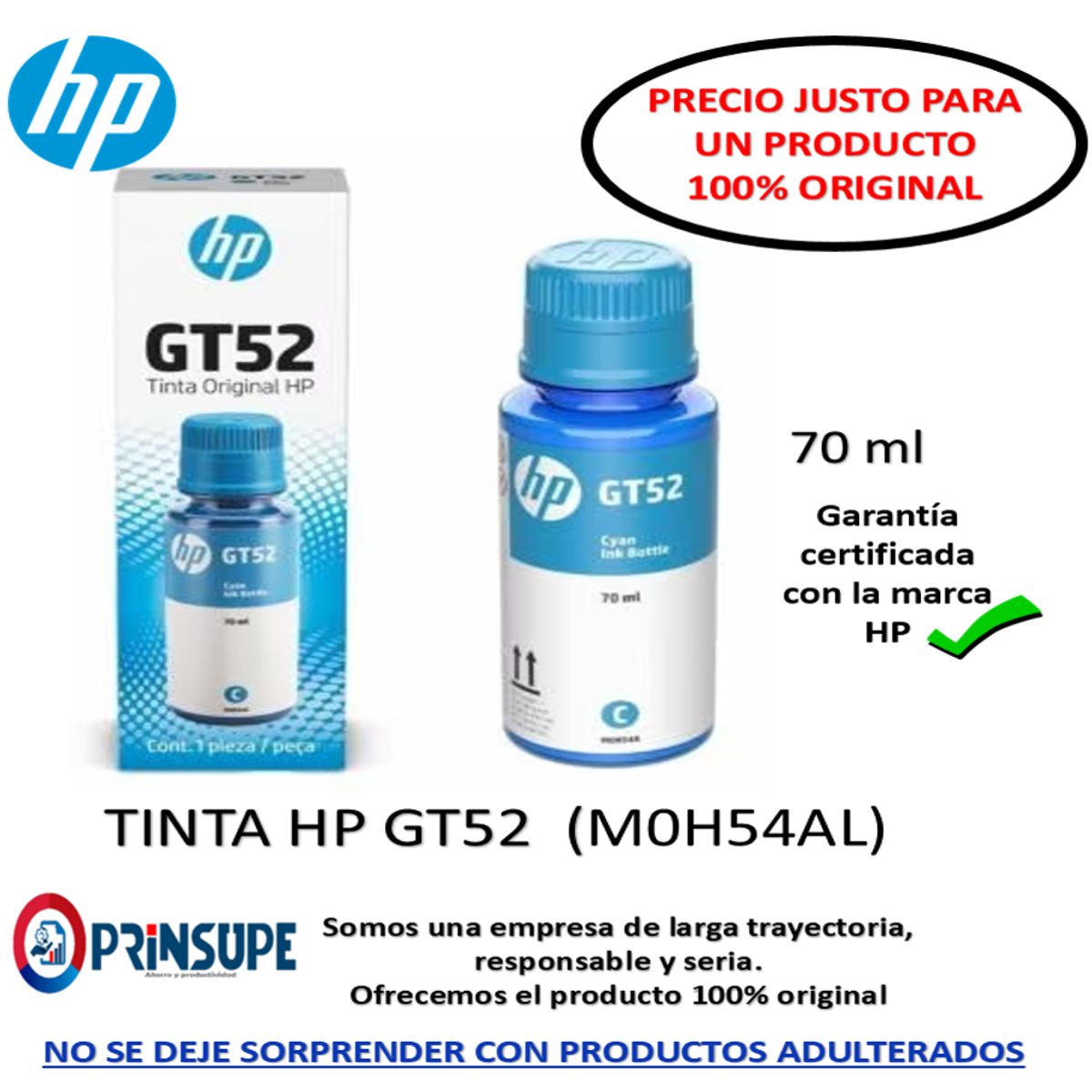 HP - BOTELLA DE TINTA HP GT52  CYAN  100% ORIGINAL