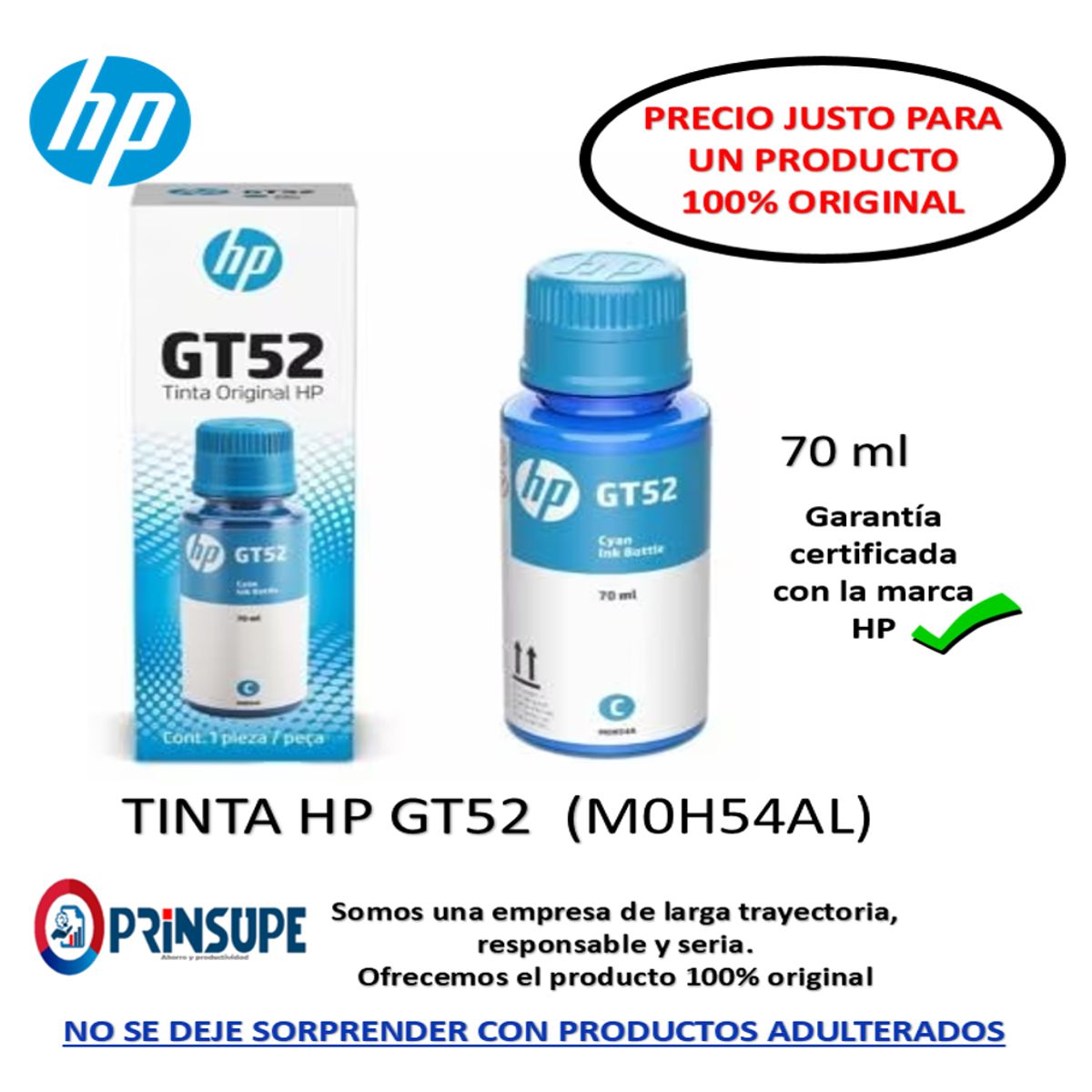 HP - BOTELLA DE TINTA HP GT52  CYAN  100% ORIGINAL