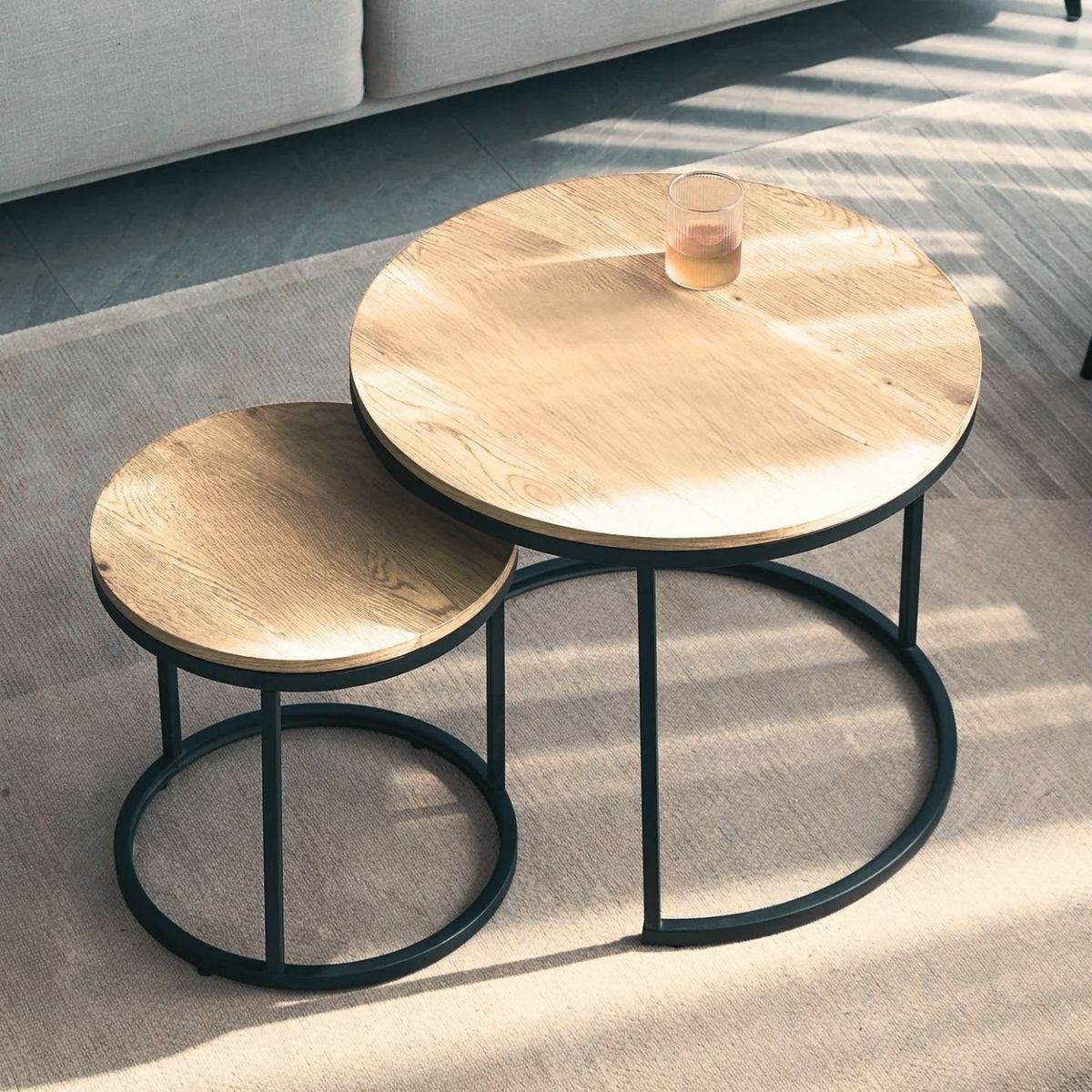 GENERICO - Set de Mesas de Centro Industrial Nidara Duna Coricha Home