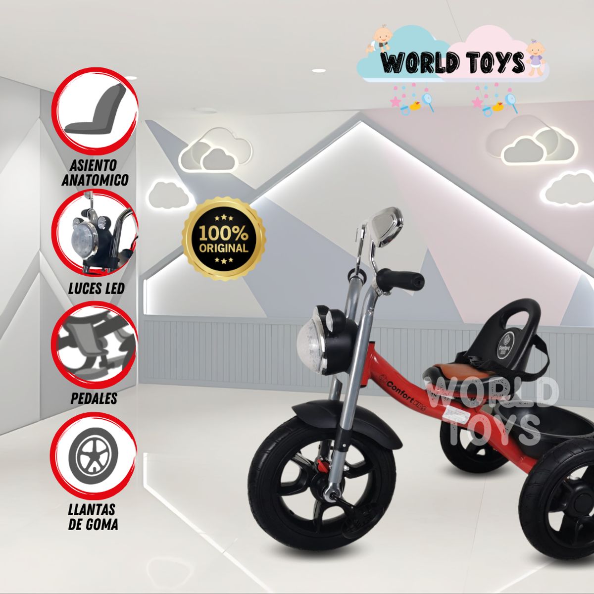 BEAUTIFUL - Triciclo Chavito Musical «ROLLER STAR» Red