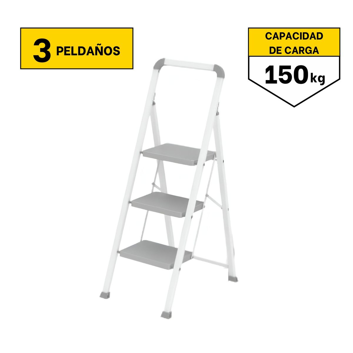 GENERICO - Escalera plegable 3 peldaños soporta150 Kg C&A