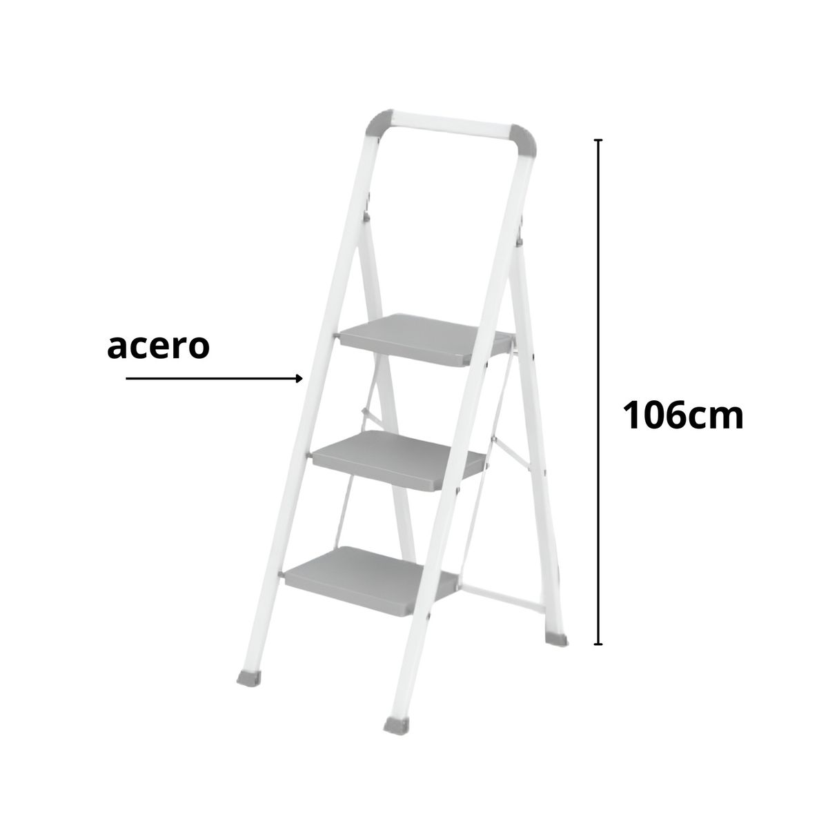GENERICO - Escalera plegable 3 peldaños soporta150 Kg C&A