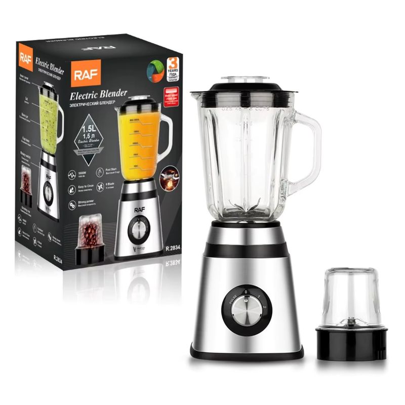 OEM - Licuadora 2 en 1 de 300W Vaso de Vidrio 1.5L más Especiero 300ml