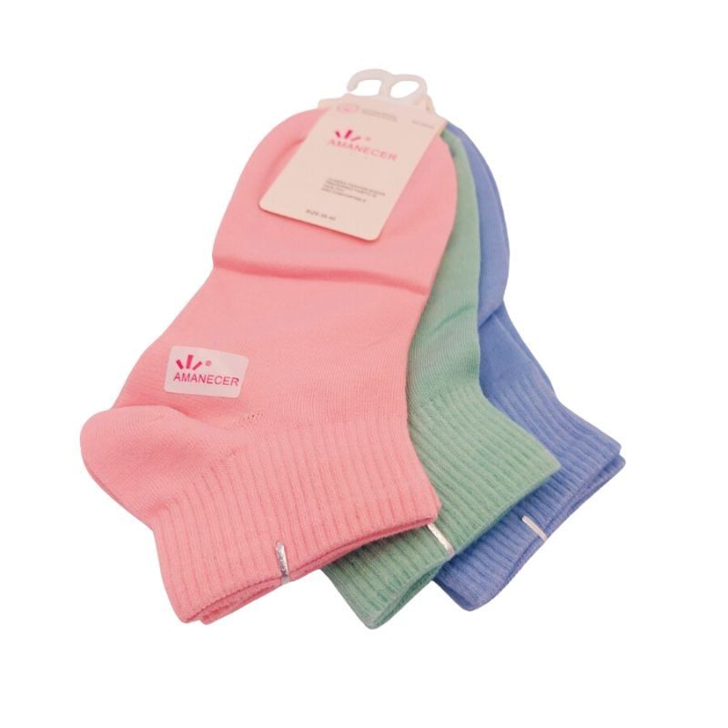 GENERICO - Pack de 3 Medias Canilleras de Mujer colores Rosa, Verde y Azul