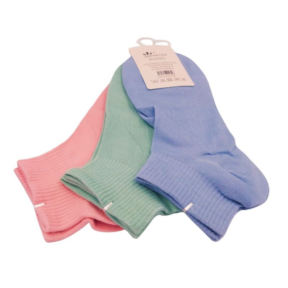 GENERICO - Pack de 3 Medias Canilleras de Mujer colores Rosa, Verde y Azul