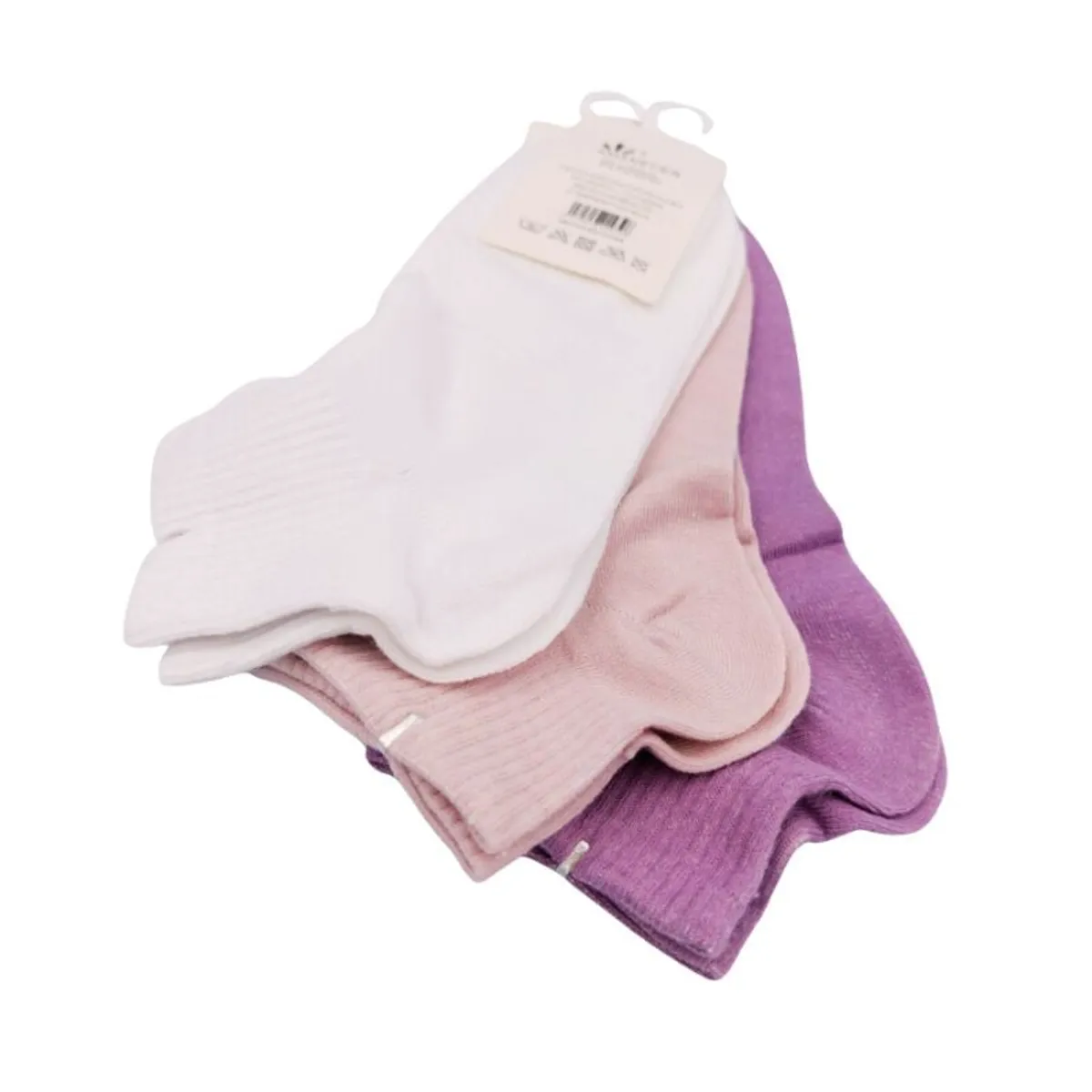 GENERICO - Pack de 3 Medias Canilleras de Mujer colores Rosa, Morado y Blanco