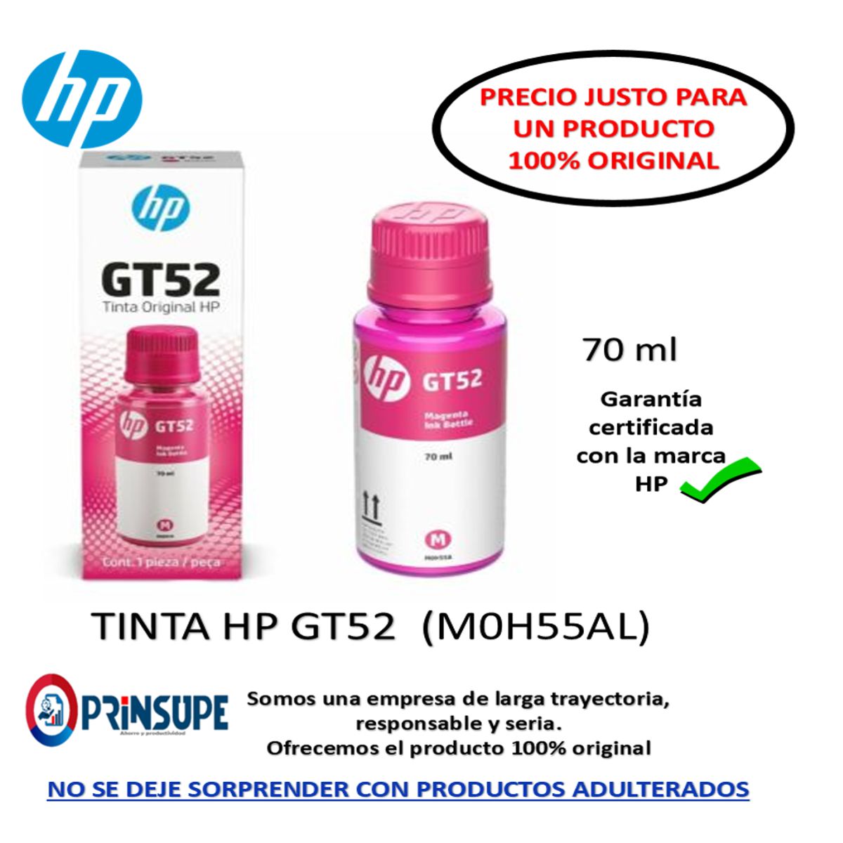 HP - BOTELLA DE TINTA HP GT52 MAGENTA 100% ORIGINAL