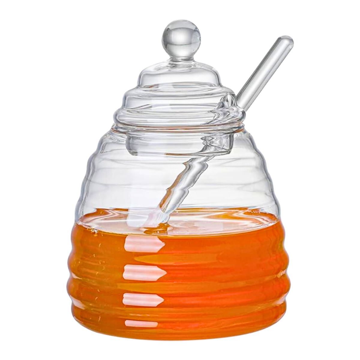 INSPIRA - Frasco para Miel con Cuchara y Tapa de Vidrio Borosilicato 450 ml