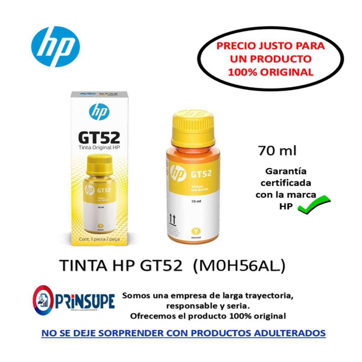 HP - BOTELLA DE TINTA HP GT52 YELLOW 100% ORIGINAL