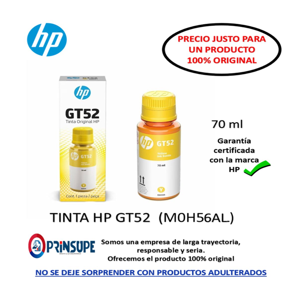 HP - BOTELLA DE TINTA HP GT52 YELLOW 100% ORIGINAL