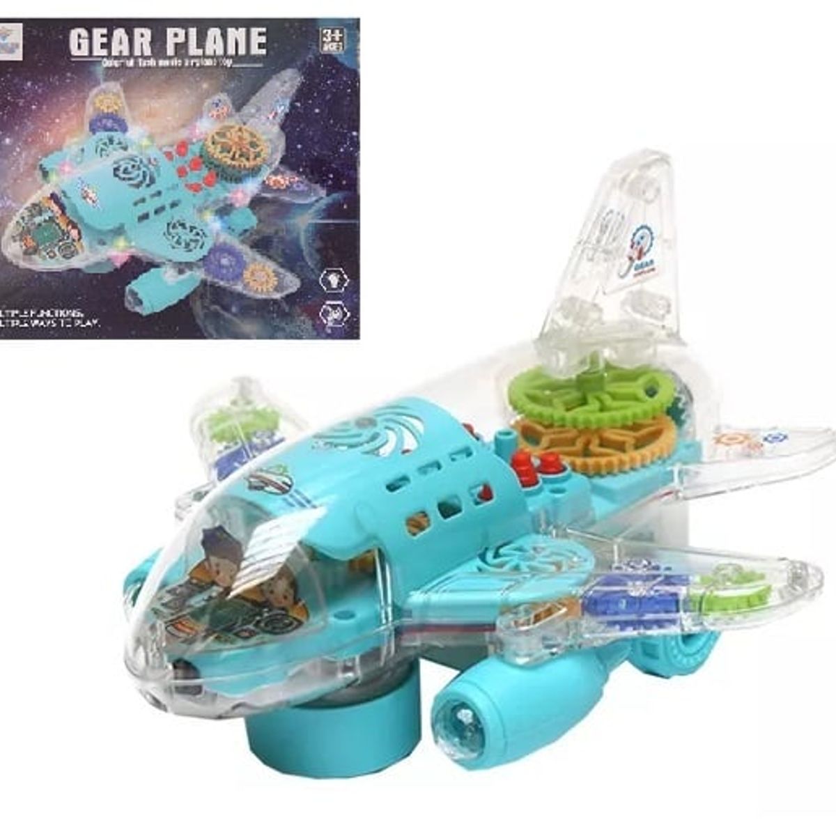 GENERICO - Avión Musical con Engranajes de Colores y Luces