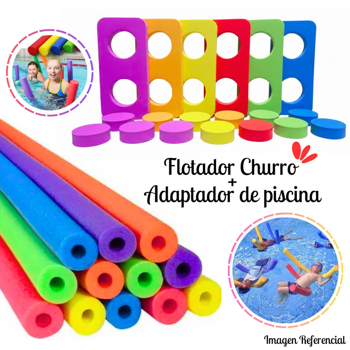 GENERICO - Flotador Churro De Piscina + Adaptador