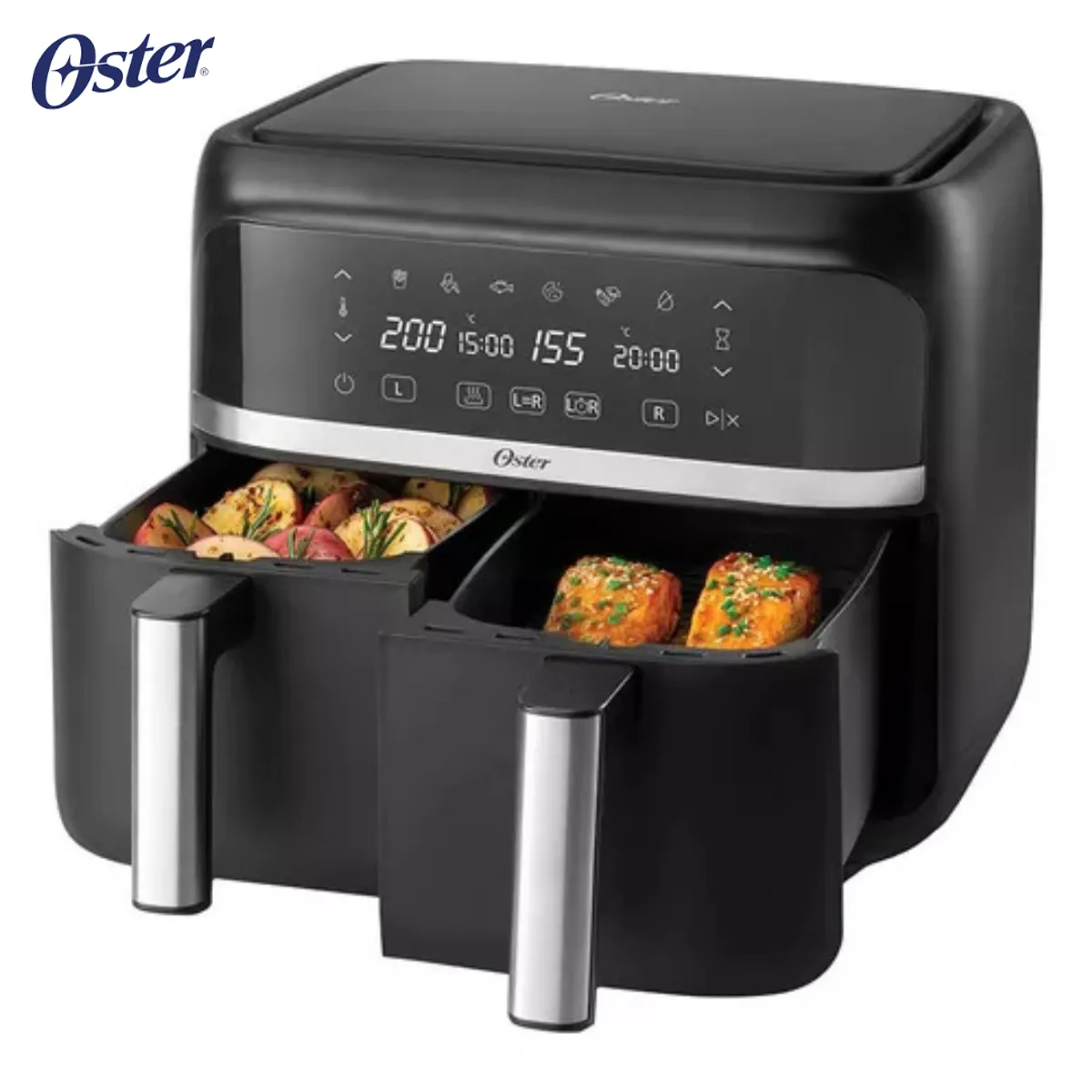 OSTER - Freidora de Aire dual Oster® de 76L con Recubrimiento DiamondForce