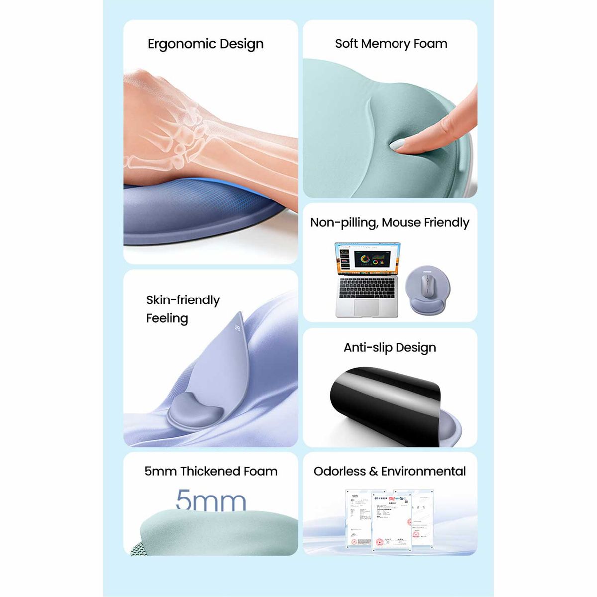 UGREEN - Mouse Pad Ugreen con Soporte Ergonómico y Antideslizante -Lp668-25243