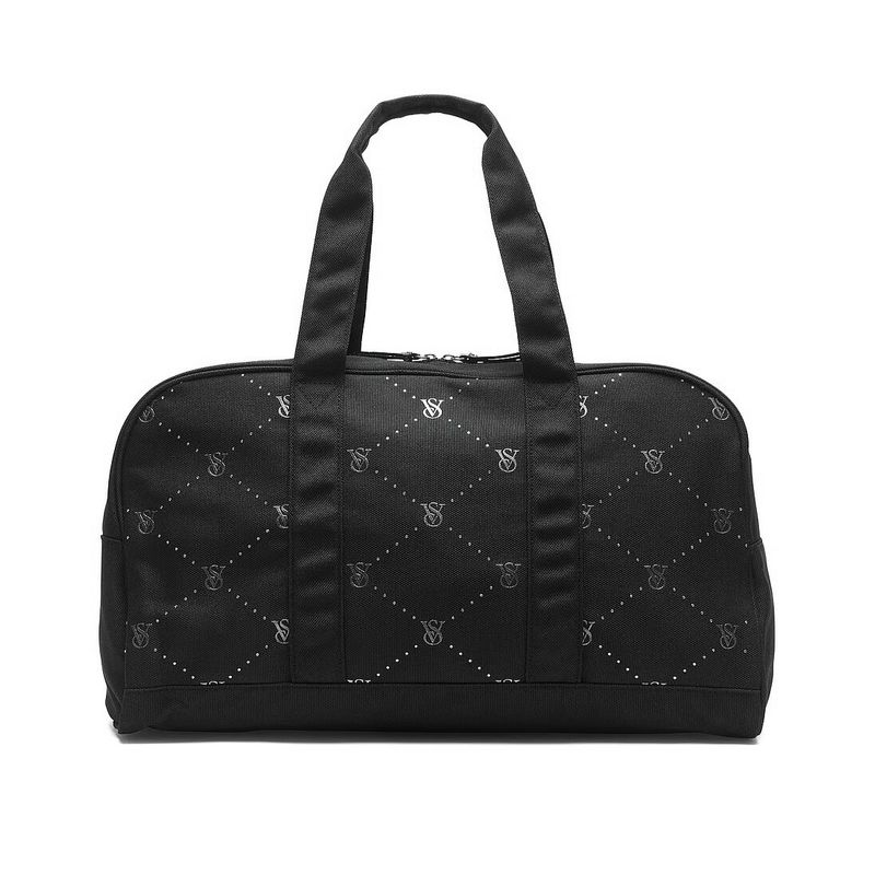 VICTORIA'S SECRET - BOLSO CON LOGO EN PLATEADO CON NEGRO