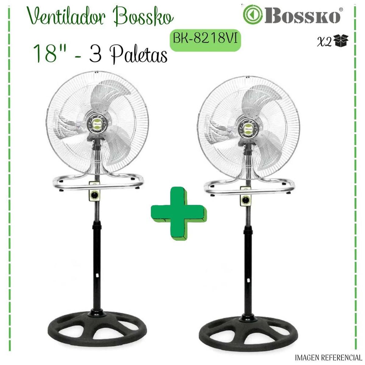 BOSSKO - Ventilador Bossko 3 Aspas 3 en 1 De 18″  BK-8218VI – PLATEADO - X2UNI